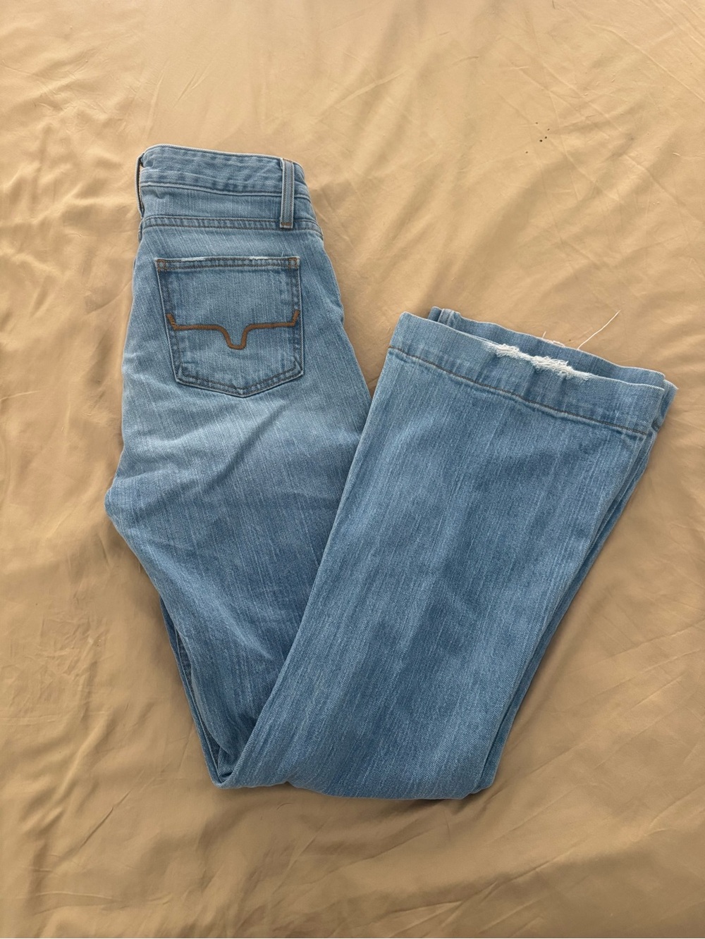 Kimes ranch Jennifer Light Blue Women's distressed flare Leg Jeans 4X32